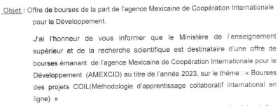 Offre de bourses de la part de l&#039;agence Mexicaine de la Coopération Internationale pour le Développement