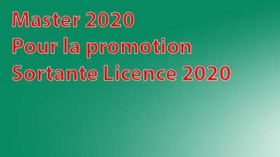 Candidatures Masters 2020 pour la promotion sortante licence 2020