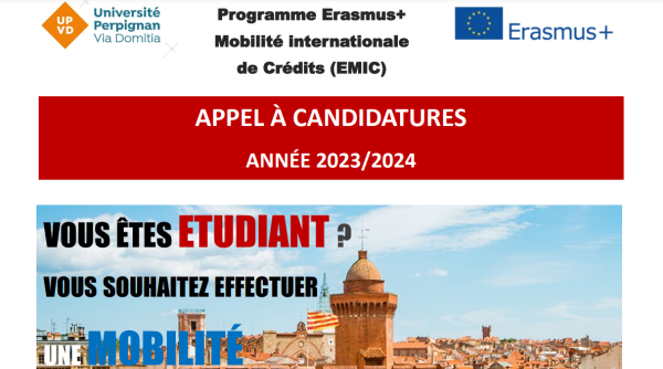 Appel à Candidature ERASMUS+ Mobilité Internationale de Crédit à l’Université Perpignan Via Domitia