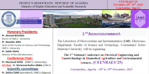 The 1st National Conference on Electrical Engineering and Nanotechnology in Biomedical Agriculture and Environmental Sciences, (CEENBAES’25)