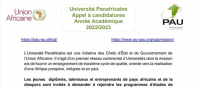 Appel à candidature pour la sélection des étudiants de l'université Panafricaine au titre de l'année universitaire 2022-2023