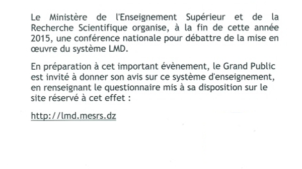 la conférence nationale sur l&#039;évaluation de la mise en œuvre du système LMD