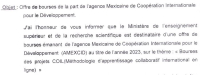 Offre de bourses de la part de l&#039;agence Mexicaine de la Coopération Internationale pour le Développement