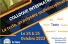 COLLOQUE INTERNATIONAL EN LIGNE LE TEXTE, UN POLYÈDRE MULTIDISCIPLINAIRE Le 24 &amp; 25 OCTOBRE 2023