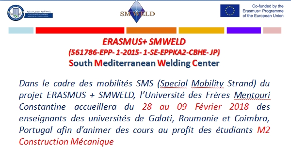 ERASMUS+ SMWELD(561786-EPP- 1-2015- 1-SE-EPPKA2-CBHE- JP)South Mediterranean Welding Center