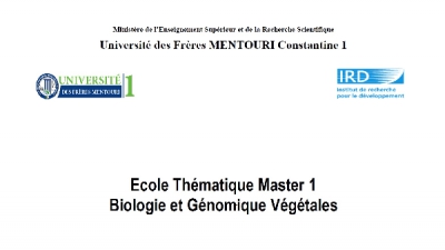 Ecole Thématique Master 1 Biologie et Génomique Végétales