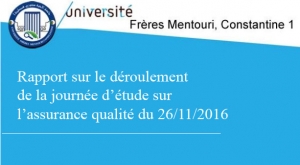 Rapport sur le déroulement de la journée d’étude sur l’assurance qualité du 26/11/2016