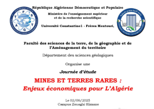 Journée d’étude &quot;MINES ET TERRES RARES : Enjeux économiques pour L’Algérie&quot;
