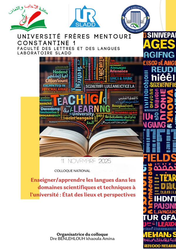 Colloque National Enseigner/apprendre les langues dans les domaines scientifiques et techniques à l’université : État des lieux et perspectives 11 Novembre 2025