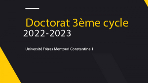 Formation Doctorale au Titre de l&#039;année 2022-2023