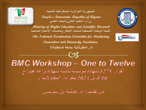 Lancement du premier atelier de formation sur le business model canvas &quot;BMC Workshop One to Twelve&quot;