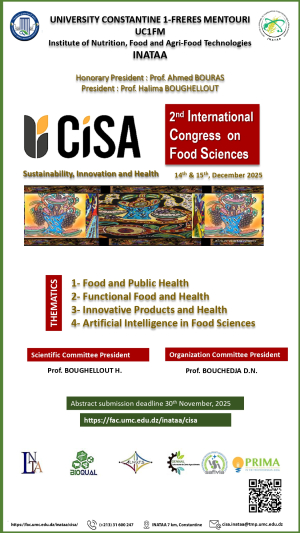 2 nd International Congress on Food Sciences CISA 2025