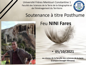 Soutenance à titre posthume de la thèse de doctorat de feu NINI Fares