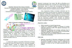 Ateliers Biomol Ingénieurs Fac SNV