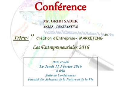 Conférence Entrepreneuriat du 30-01-2016