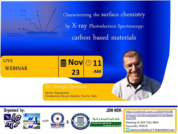 Webinar: Characterizing the surface chemistry by X-ray Photoelectron Spectroscopy: carbon based materials - 23 Novembre 2023